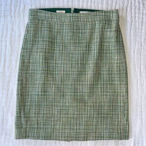 J. Crew Green Tweed No. 2 Pencil Skirt, size 2